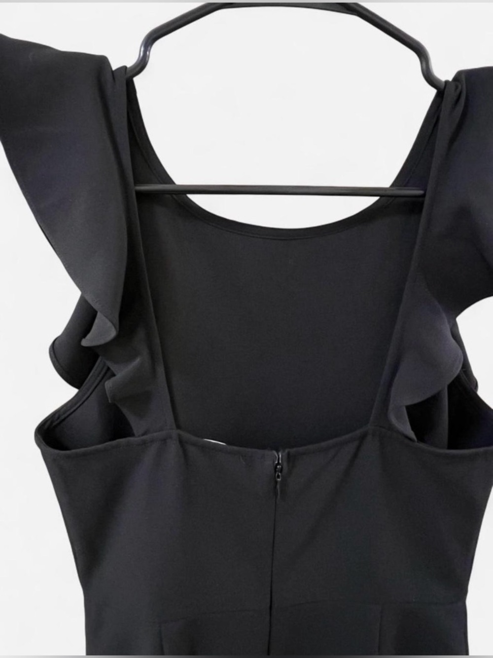 Lulu's Small Black Ruffle-Trim Midi Dress Formal Cocktail Wedding Guest Bodycon - Picture 7 of 8